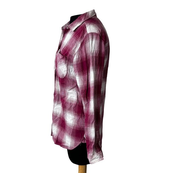 Sonoma Burgundy & White Plaid Button-Up Everyday Shirt M - Picture 2 of 9